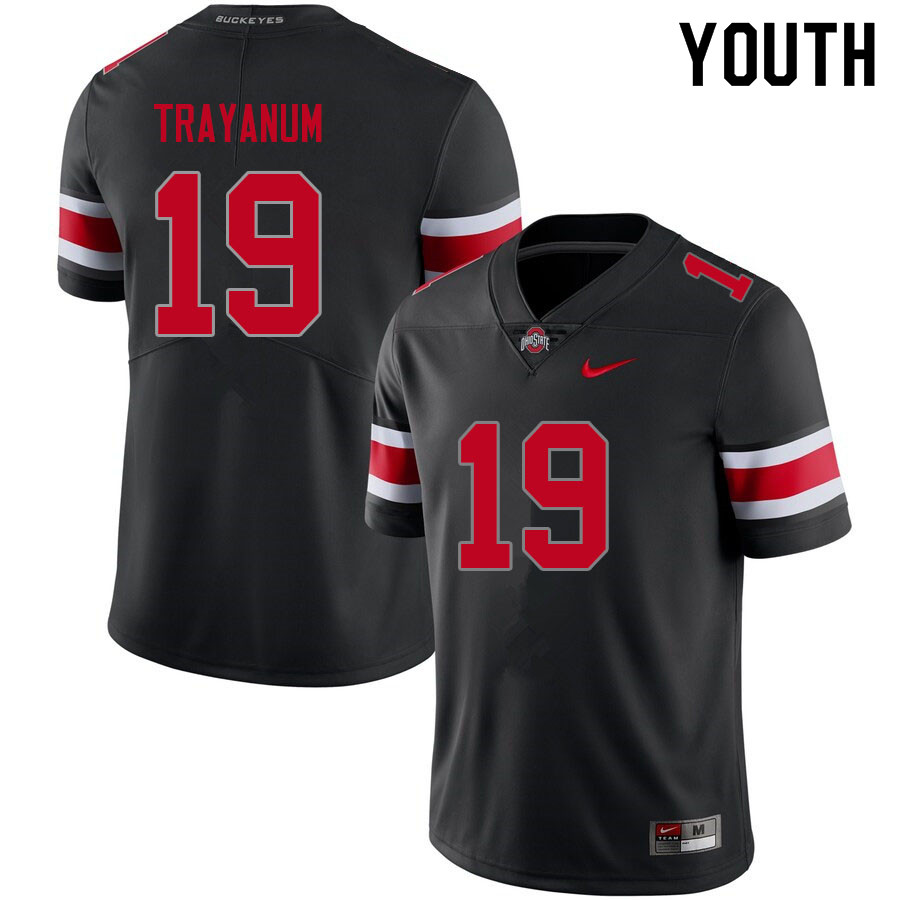 Youth Ohio State Buckeyes #19 Chip Trayanum Blackout Authentic College Stitched Football Jersey 23XK040VL